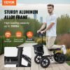 VEVOR Folding Knee Scooter, Aluminum Steerable Knee Walker with Height-Adjustable Handlebar & Knee Pad, 12" All-Terrain Wheels, Dual Brakes