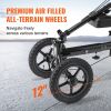 VEVOR Folding Knee Scooter, Aluminum Steerable Knee Walker with Height-Adjustable Handlebar & Knee Pad, 12" All-Terrain Wheels, Dual Brakes