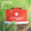 Small First Aid Kit for Car, Office, 121 Pieces, Sturdy Red EVA Travel First Aid Kit with Zip, Carabiner, Waterproof Basic First Aid Kit for Home